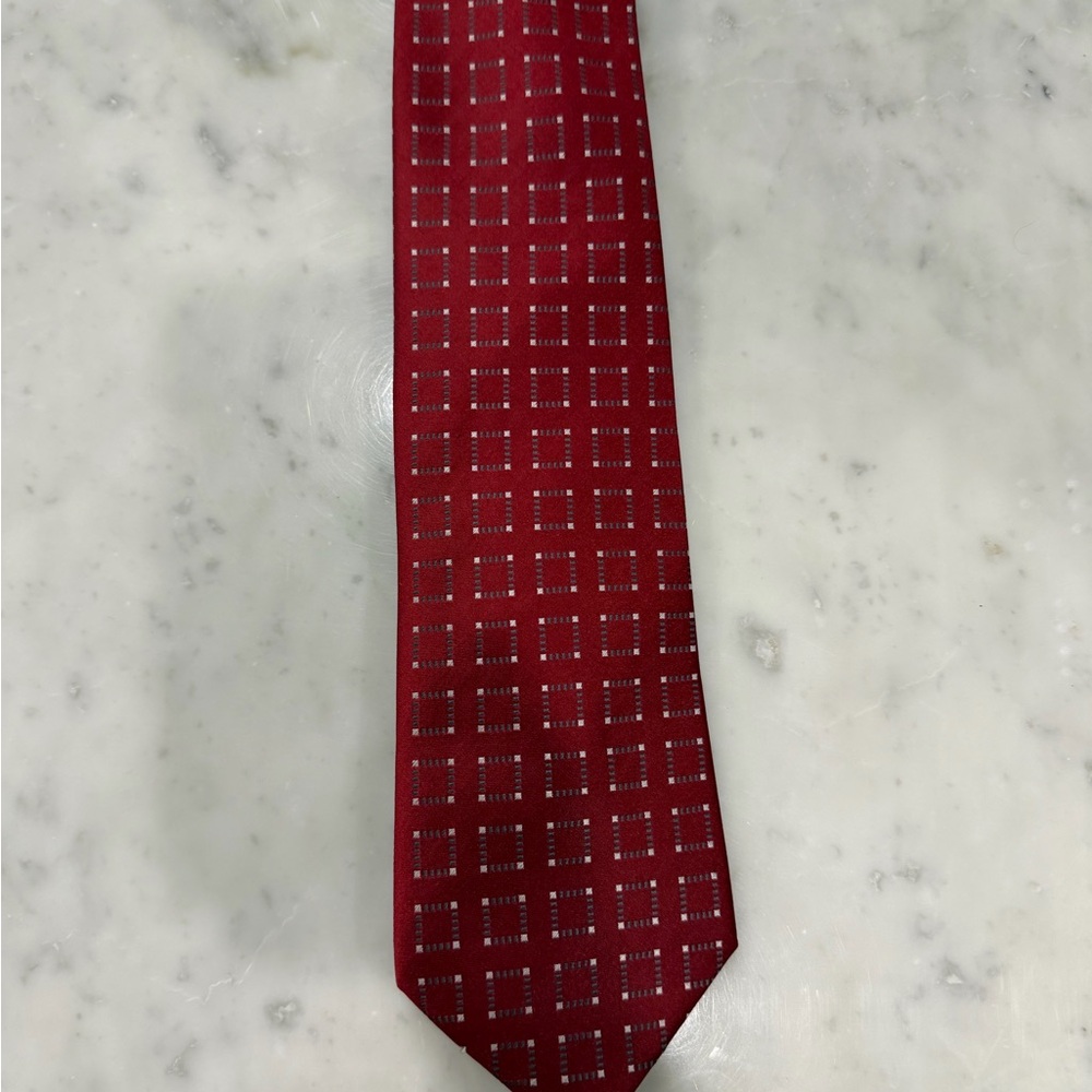 Geoffrey Beene Red Checkered Tie